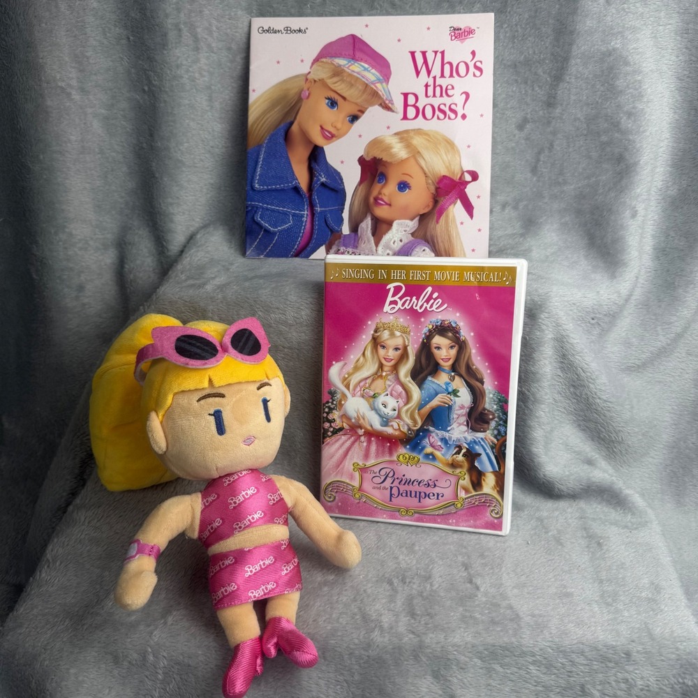Barbie Stumble Guys Plush Princess and the Pauper DVD Who's the Boss Book Lot